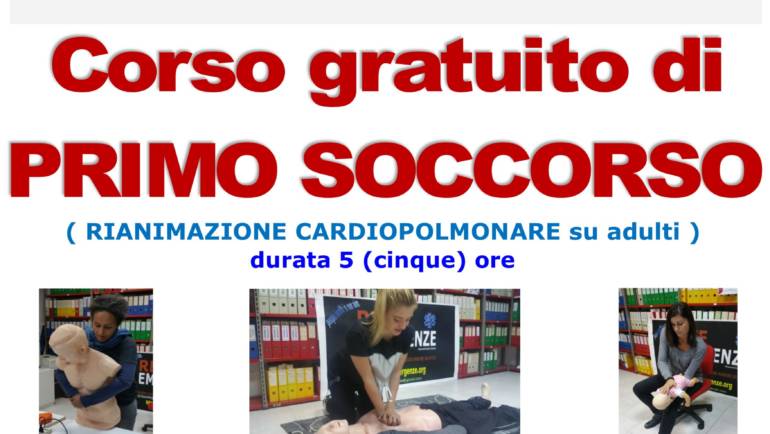 SABATO 28 DICEMBRE 2019 a Roma Corso GRATUITO di Primo Soccorso,  (Rianimazione cardiopolmonare su adulti)