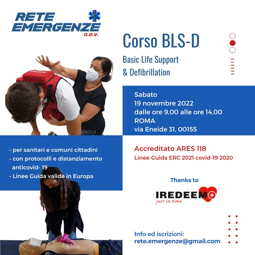 Corso Primo Soccorso BLSD – 19 Novembre 2022 A Roma - Rete Emergenze